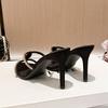 Fashion Luxury Rhinestones Gem Narrow band Women Slipper Sandals Elegant Pointed toe Thin High heels Mules Slides Fashion Party Shoes