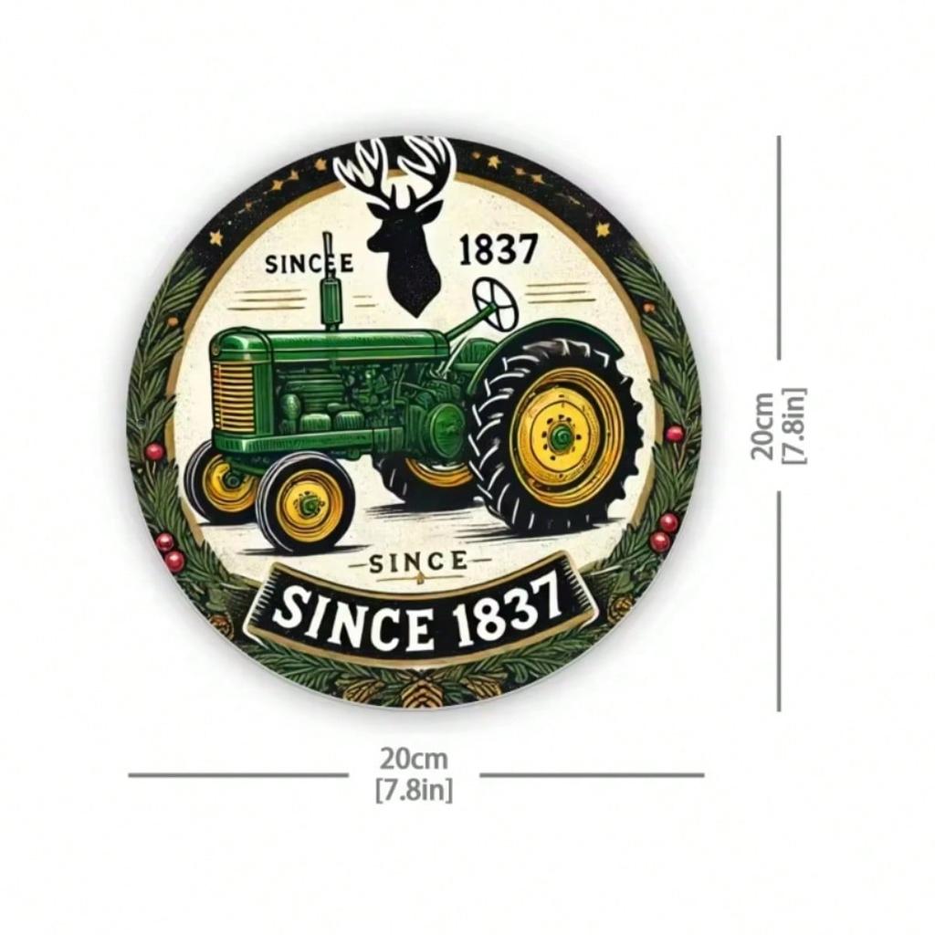 Vintage Tractor Metal Sign Wall Decor Farmhouse Art Antique Green