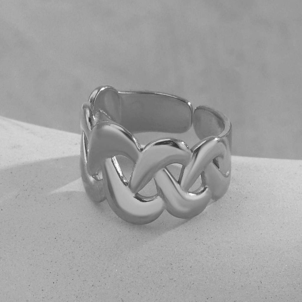 Stainless Steel Unique Double S-Shaped Opening Rings for Women Men 18K Gold Color Stylish Anti Allergenic Waterproof Jewelry