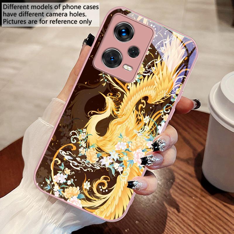 White And Blue Phoenix For Xiaomi 14 Ultra 13 Lite Redmi Note 13 11 Pro 12 Plus Poco X6 3 Pro F4 6 GT Tempered Phone Case