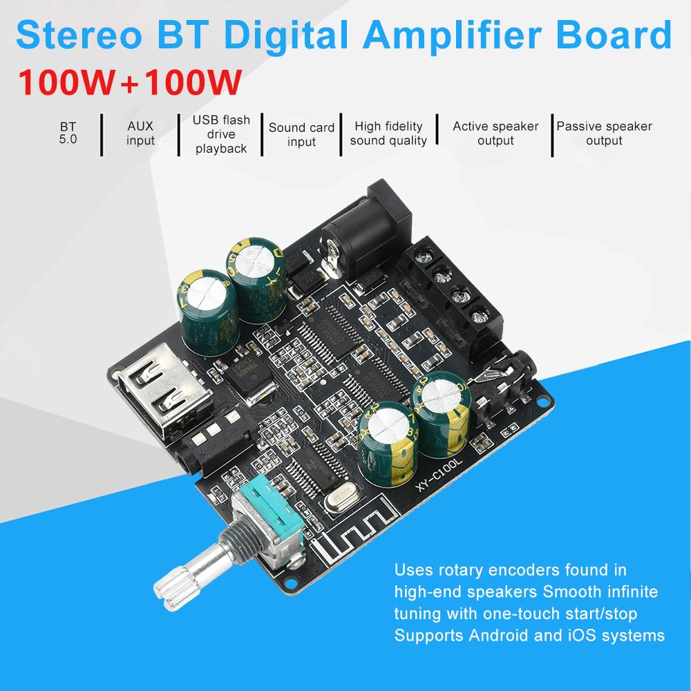 Audio Module C50L/C100L Stereo Bluetooth Digital Power Amplifier Board 50W Dual Channel 360 Degree Stepless Tuning AMP Module