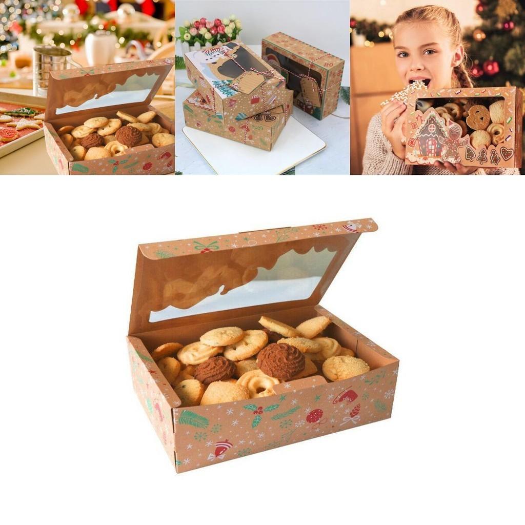 Portable 12pcs Kraft Paper Christmas Gift Candy Cookie Muffin Cake Boxes Featuring Eco-friendly Design