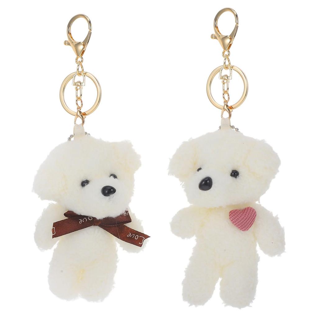 EXCEART Plush Puppy Keychain, Fluffy Dog Keychain, Dog Pendant, Door, Mini Dog Toy, 2-Piece Set