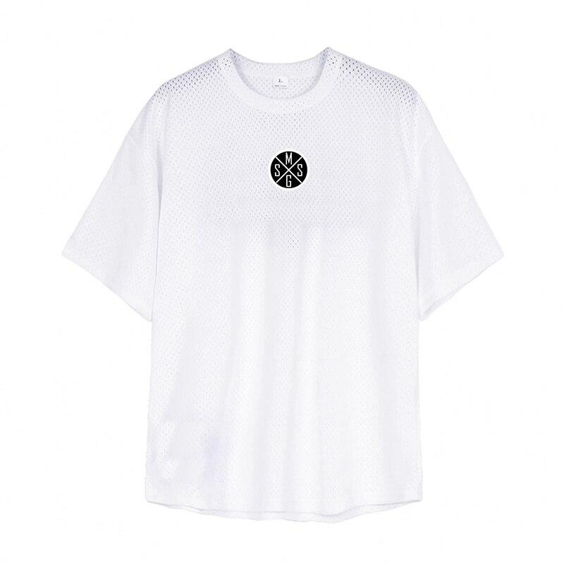 

Muscleguys Летняя футболка мужская свободная тонкая сетка бренда Tide быстросохнущая фитнес-тренировка с короткими рукавами XXL белый