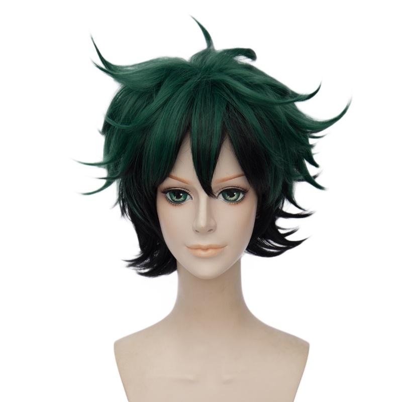 Premium Quality Anime My Hero Academia Deku Izuku Midoriya Short Cosplay Wig In Green With Black
