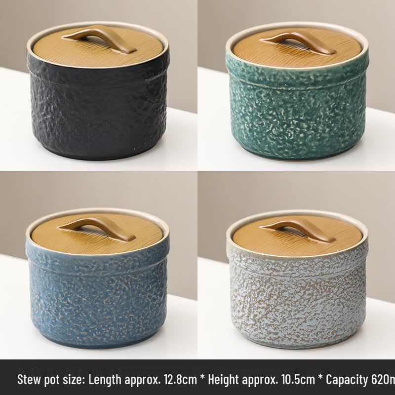 Household Ceramic Double Boiler Stew Pot Set