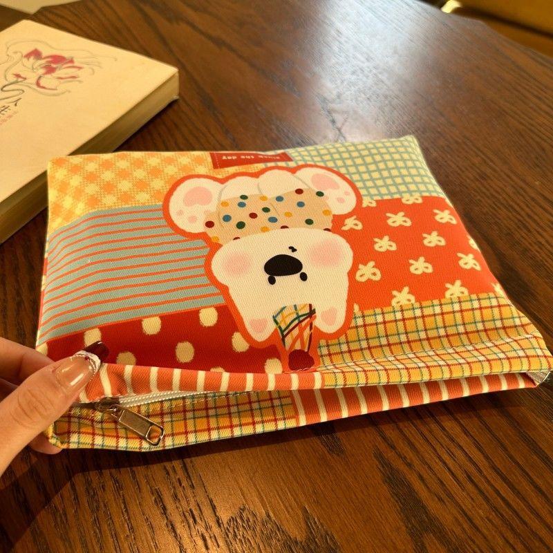 Girly Colorful Background Dog Cosmetic Bag Large Capacity Travel Portable Women  Clutch Pouch Handbag Makeup Storage Bags