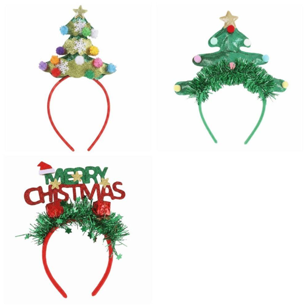 Rain Threads Xmas Tree Hairband Plush Ball Sequin Hair Hoop Fashion Christmas Headband Women