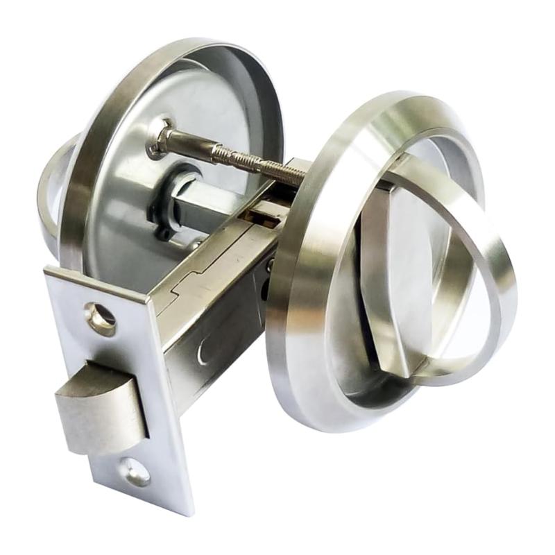 

Round Concealed Cabinet Knob Sliding Door Pull Circular Pull Rings Lock Hardwares for Furniture Security серебряный