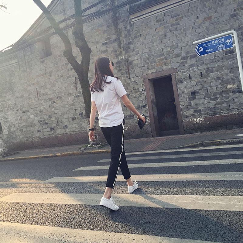 Women Elastic Waist Patchwork Sports Harem Pants Casual Loose Trousers Running