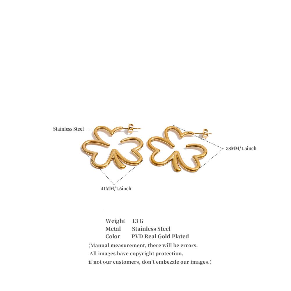 Yhpup Stainless Steel Metal Flower Minimalist Statement Earrings for Women Daily Stylish Women Jewelry Wholesale Waterproof