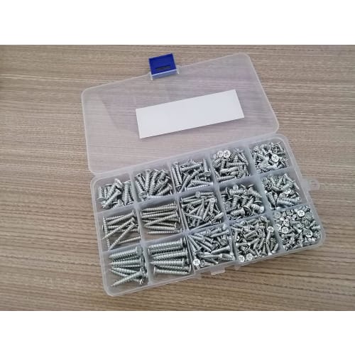 Wood Screw Set, Cross Recessed Countersunk Head, M3, M4, M5 Sizes, with Storage Case