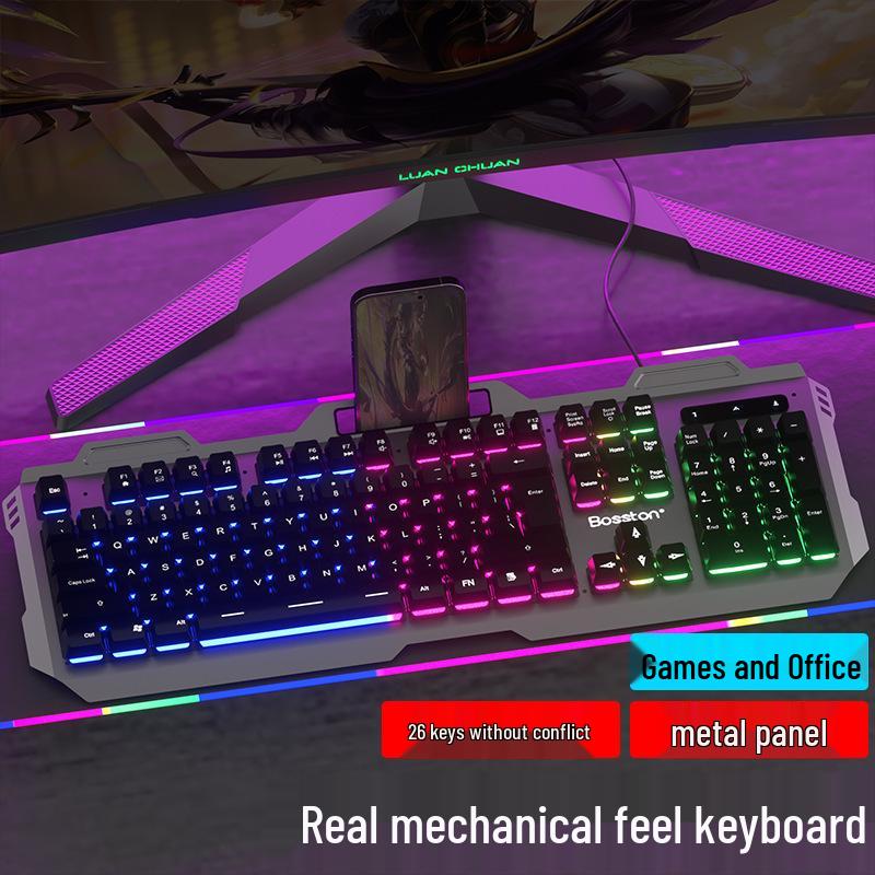 Gaming Style USB Keyboard and Mouse Set with Backlit Mechanical Feel for Desktop and Laptop