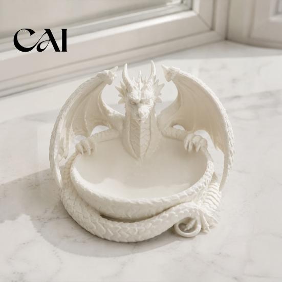 Dragon Storage Tray 3D Printed Jewelry Tray, Fantasy Catchall, Gothic Key Home Decor Holder, Medieval Desktop Gift for Fans Display Dish