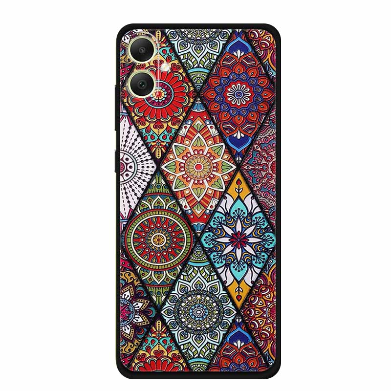 3D Emboss Case For Samsung Galaxy A06 M06 F06 A05 M05 F05 Phone Case A 06 M 05 Flower Black Silicone Soft Back Cover Coque Funda