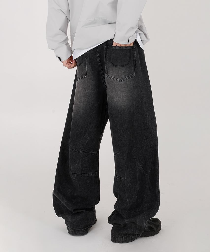 Opeumeideu Dart Curved Wide Denim Pants