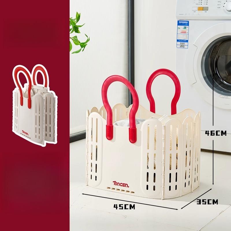 

Hard Plastic Foldable Laundry Baskets Handles Portable Bathroom Large Capacity Net Dirty Clothes Basket Organizer Nordic Modern красный