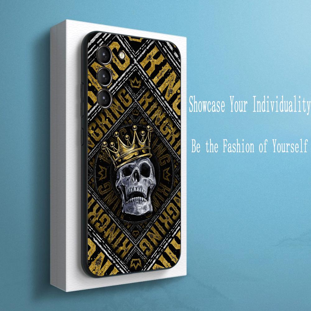 American skull retro fashion design Phone Case For Samsung Galaxy S25 S24 S23 S22 S21 S20 Plus Ultra Note20 Soft Black