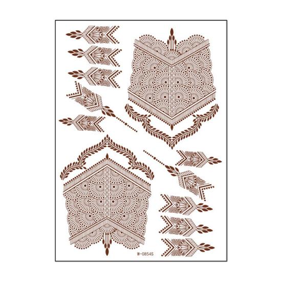 Henna Tattoo Stickers, Red Brown Waterproof Lace Temporary Tattoos, Indian Mehndi Body Art for Women Girls, Festival Makeup