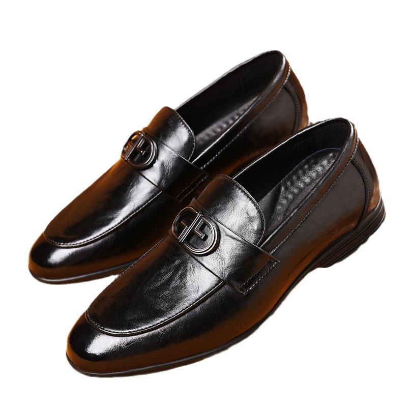2025 Direct Sales Leather Fashion Casual Lazy One-pedal Beanie Shoes Loafers Casual Men's Leather Shoes