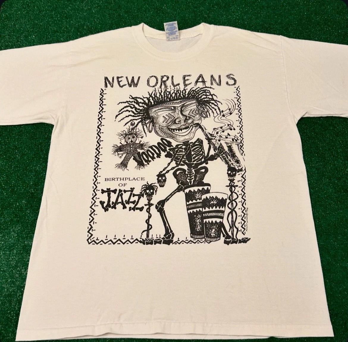 Vintage 90s New Orleans Voodoo Birth Place Of Jazz VTG Shirt Mens Size Large 3XL