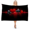 Red White Black Playing Card Game Beach Towel, Microfiber Absorbent Quick Dry Bath Towel, In Vintage Style Soft Kid Unisex Towel