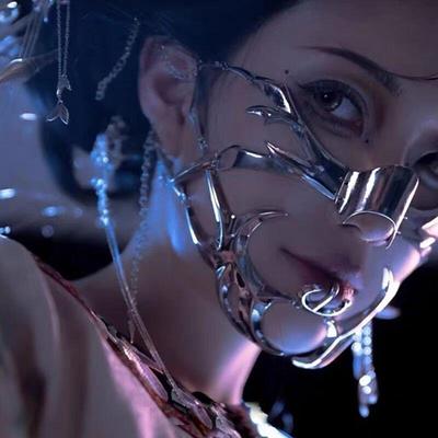 Cyberpunk Metal Chin Mask with Mouth Cover and Chain - Unisex Halloween Face Decor