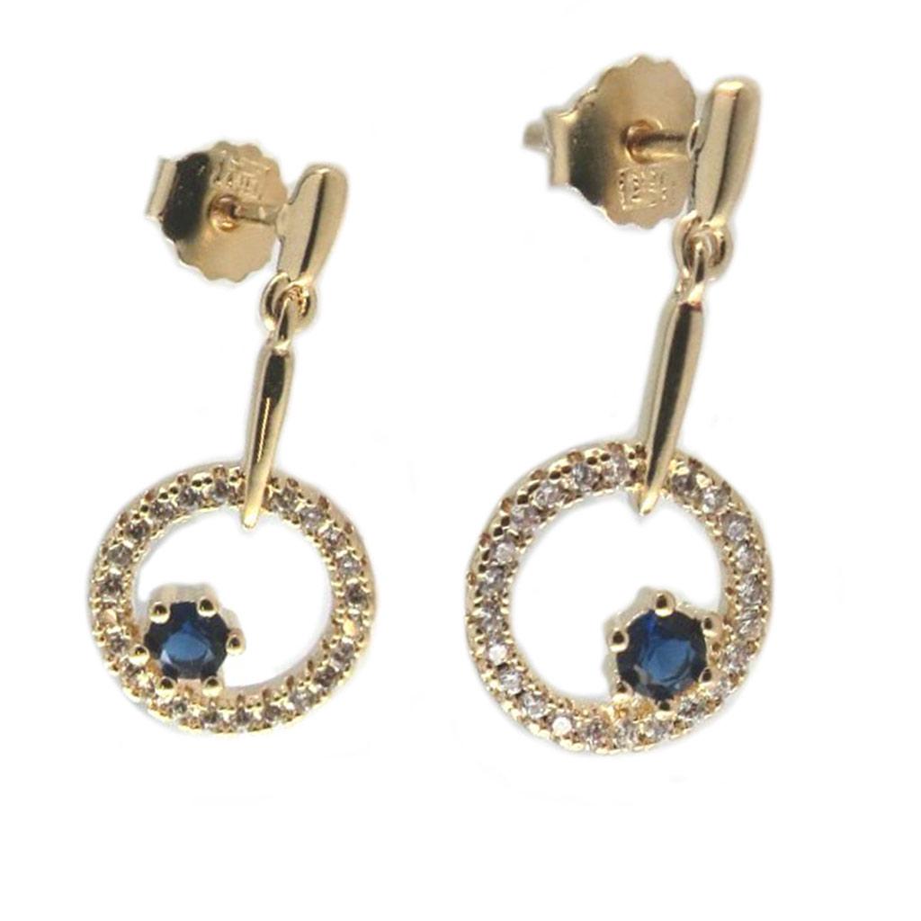Les Trésors De Lily [P5026] - Gold Plated 'Sissi' Golden Sapphire Earrings - 22x10 Mm