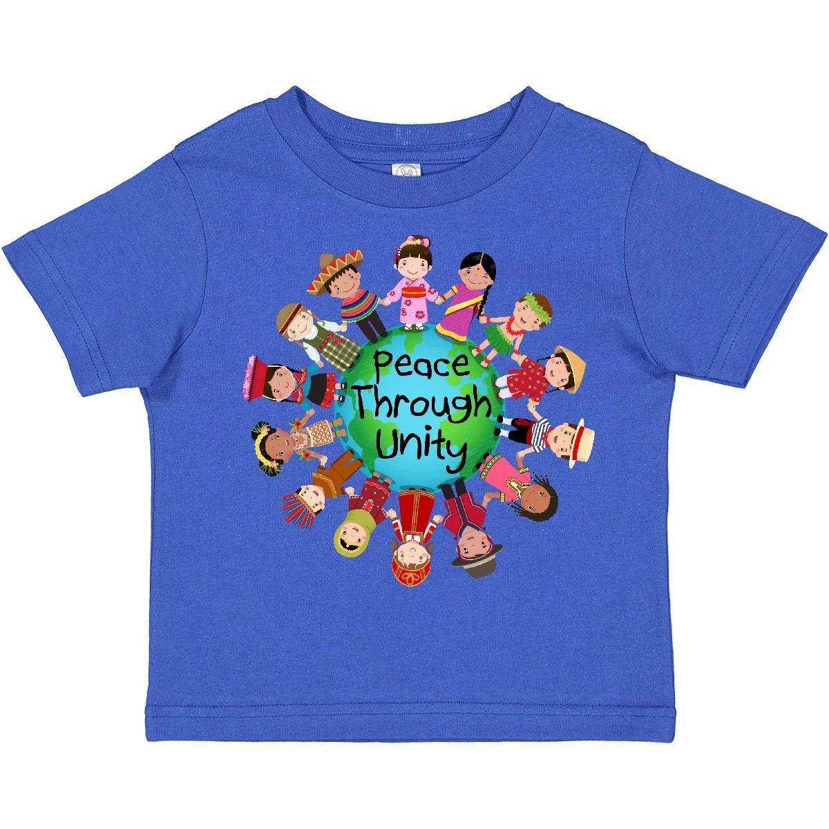 

Inktastic Peace Through Unity Toddler kids boys T-Shirt Planet Childs Boys Girls Child Kid 150