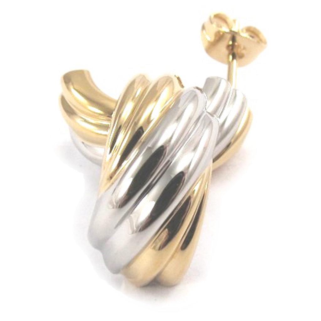 Les Trésors De Lily [K1057] - 2-tone 'Choreography' Gold Plated Hoop Earrings