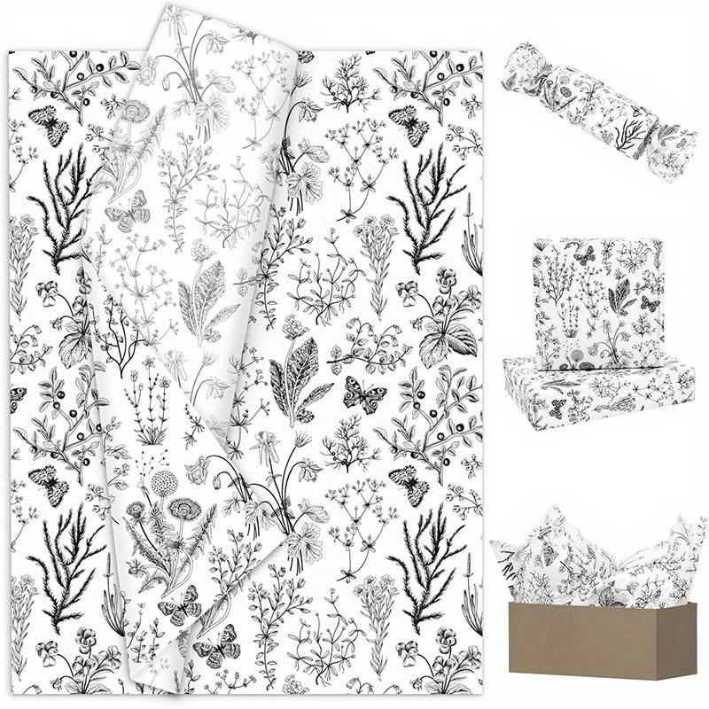 1 Set/50 stuks Zwarte Wildebloem Retro Kunst Servetten, 13,77 * 19,68 inch - Ideaal voor Knutselprojecten en als Cadeaupapier