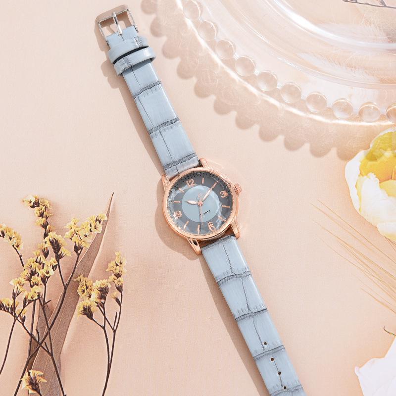 Two-Tone Quartz Women's Watch with Leather Strap - Creative Style