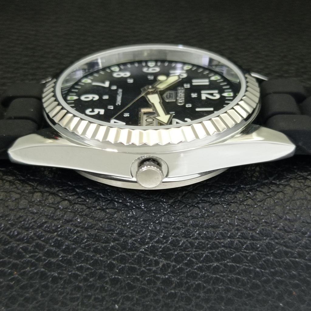 SEIKO 5 VINTAGE REFURBISHED AUTOMATIC 6309A JAPAN MENS BLACK WATCH a441598-1 Sk-a441598