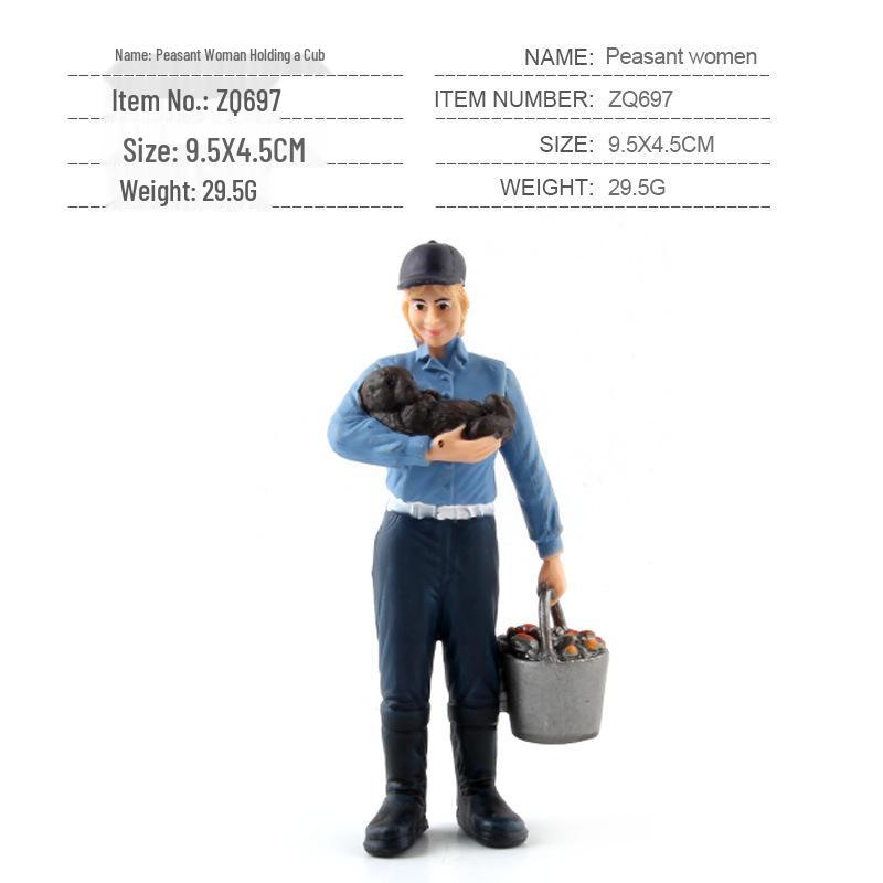 Cross-Border Farm Scene Worker Doll: Female Farmer with Shovel Ornament for Model Landscaping
