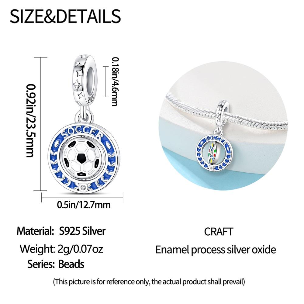 Original Charms Copper Lucky Pendant Football Beads Fit Bracelet Women Jewelry Making Diy Gift