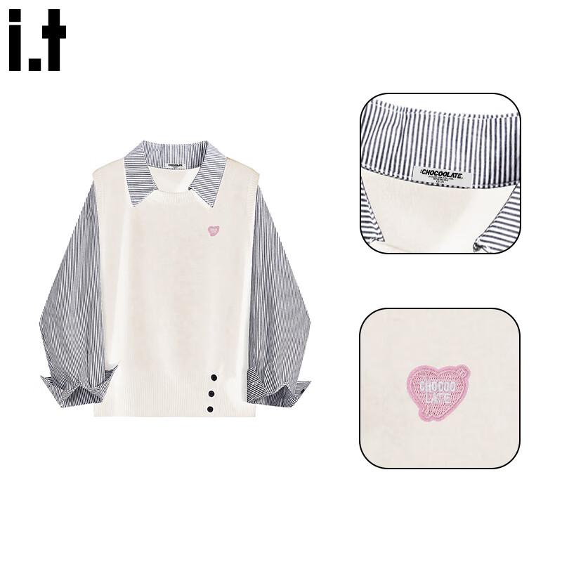 

Women s Faux Two-Piece Striped Knit Pullover Sweater L