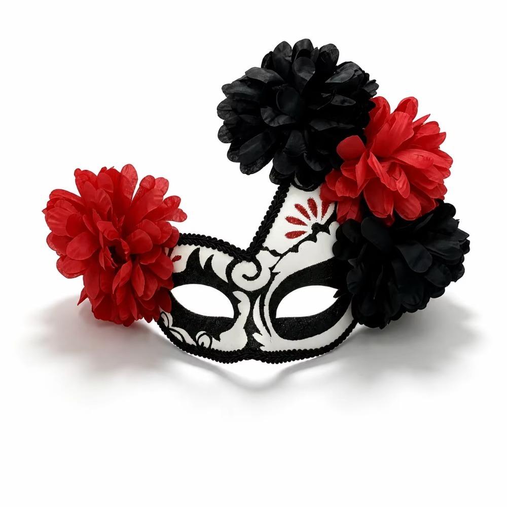 Sugar Skull Mexican Masquerade Eyemask Costume Decor Flower Half Face Mask Mexican Day of The Dead