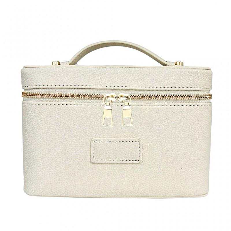 PU Makeup Bag Women Waterproof Durable Storage Organizer With Stitched Seam Square Design