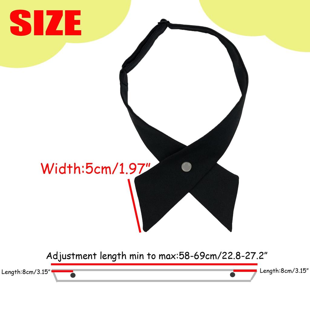 [NiceYnn] 2-Piece Set, Unisex Cross Tie, Pre-Tie Bow Tie with Adjustable Snap Button, for Shirts, Uniforms, School, Birthday Gifts
