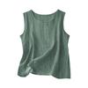 Damen ärmelloses Tanktop atmungsaktive Leinenmischung lockere Passform Basic Rundhalsausschnitt leichtes Freizeitshirt für Frühling Sommer