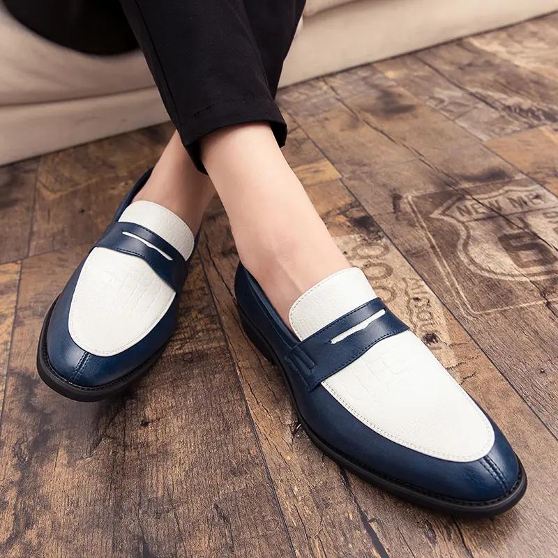 Plus Size 48 Luxury Brand Colorblock Loafers Men Slip On Classic Style Casual Leather Shoes Thick Sole High Quality Moccasin