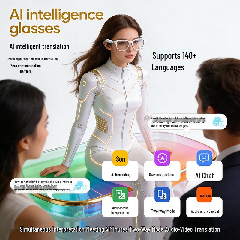 F66 AI Bluetooth Glasses: Real-time Translation In 100+ Languages, Music & Calls Smart Glasses