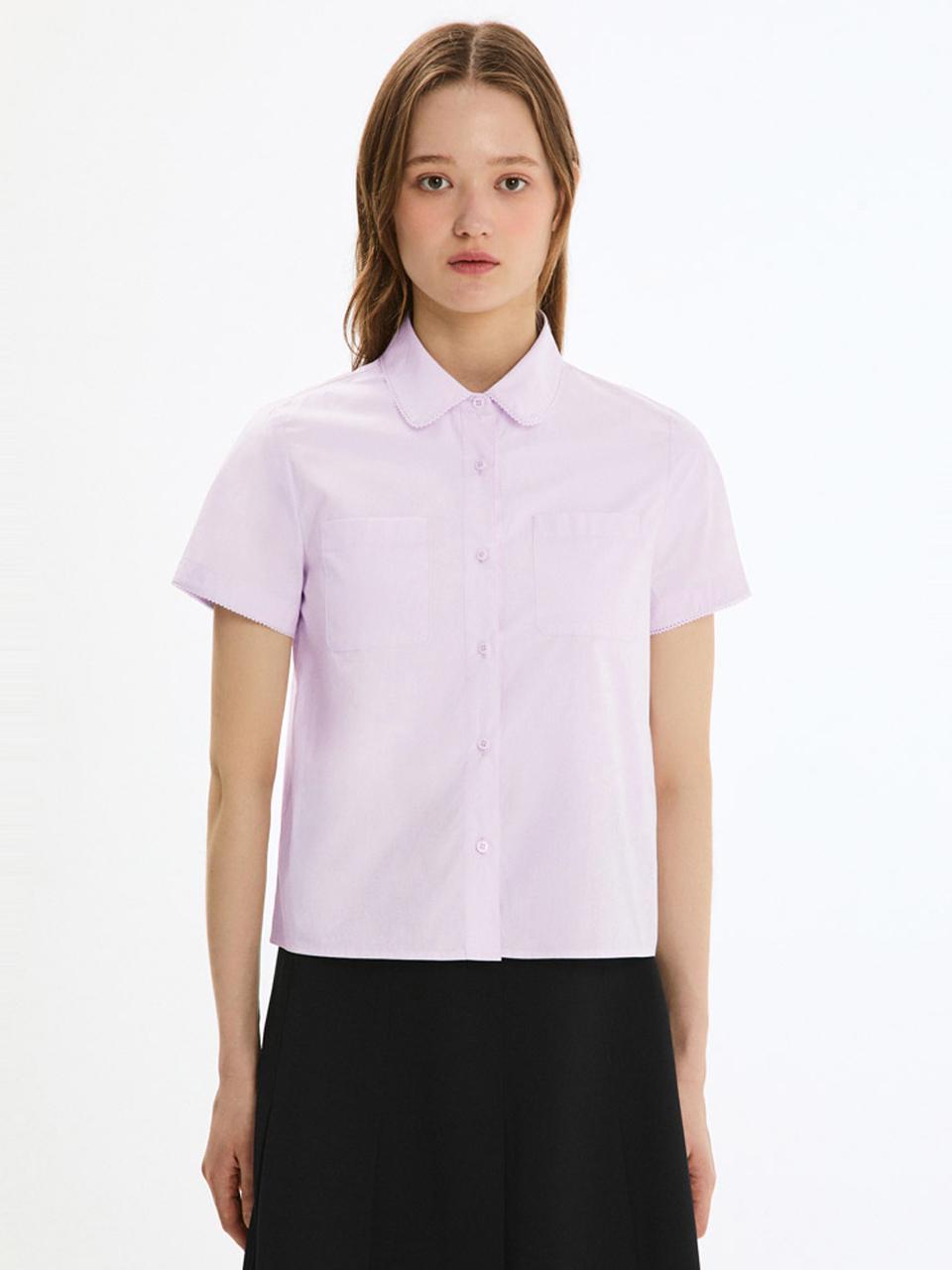 Хлопковая рубашка с кружевом и контрастом Sistina_Awwstp21040_Lp Light Pink/44