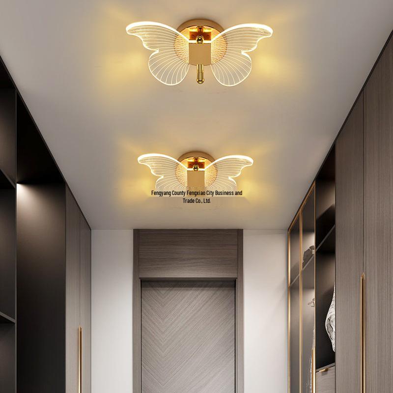 Luxury Nordic Butterfly LED Wall Sconce: Modern Minimalist Design for Bedroom or TV Room with Tricolor Lighting