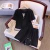 Plus Size Women's Korean Summer Street Style Short Sleeve T-shirt & Shorts Two-Piece Set