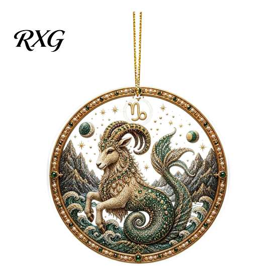 Acrylic Constellation Pendants 2D Flat Pearl Painting Ornament, Double Sided Zodiac Theme Hanging Gem Home Ornament Art Craft, Rhinestone Beads