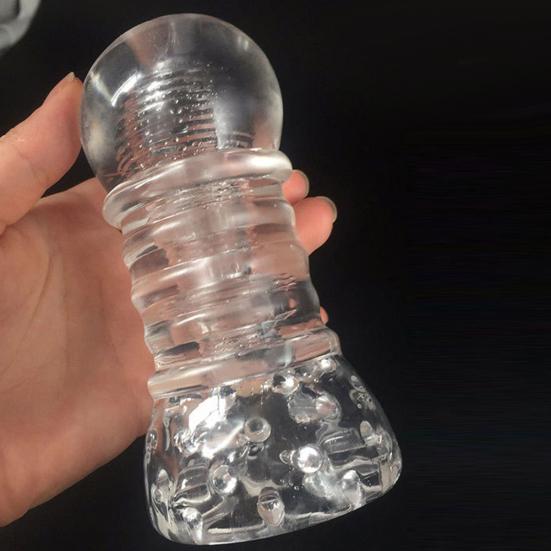Transparent Soft Silicone Masturbator Aircraft Cup Men Penis Trainer Sex Toy