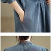 2024 Autumn New plus Size Loose Slimming V-Neckline Single-Breasted Mid-Length Casual Denim Trench Coat Women