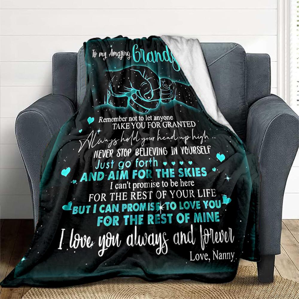 1PC Grandson Love Quotes Blanket - Soft Warm All-Season Throw for Sofa, Bed, Car, Office, Throw For Sofa Yy250916133