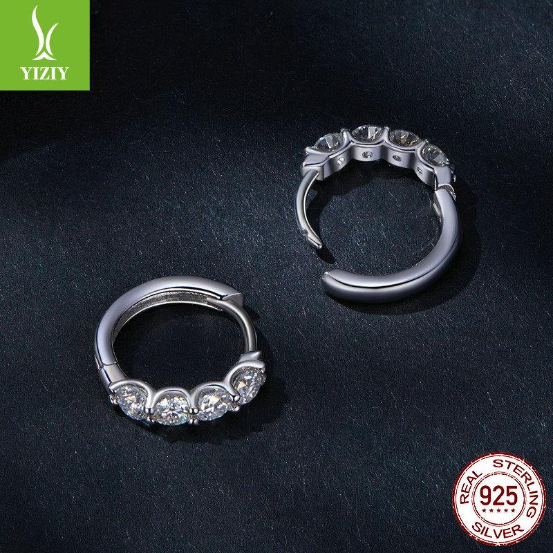 10 Points Moissanite Ear Buckle Women, Simple Classic S925 Silver Mozzarella Diamond Earrings Earrings